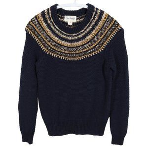 J. Crew Navy and Gold Crew Neck Sweater